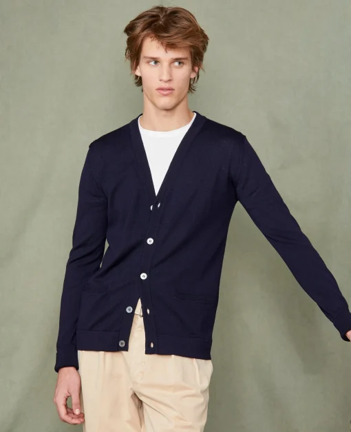 Cardigan en maille laine merinos italienne