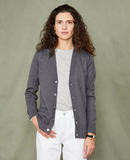 Cardigan en maille laine merinos italienne