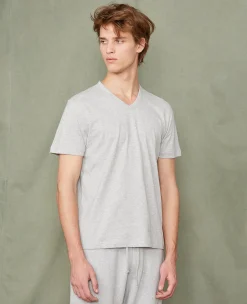 T-shirt col v coton recyclé et organique